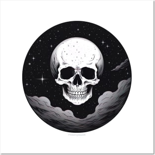 skeleton head in space with stars in the background Posters and Art